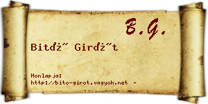 Bitó Girót névjegykártya